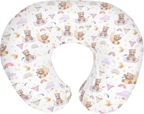 Watercolor Bear Rainbow Blue Baby Nursing Pillow Covers for Boy Cute Bears Moon Stars Clouds Nursing Slipcovers for Breastfeeding Pillows Pastel Animal Soft Stretchy Covers for Newborn Infant in Saudi Arabia