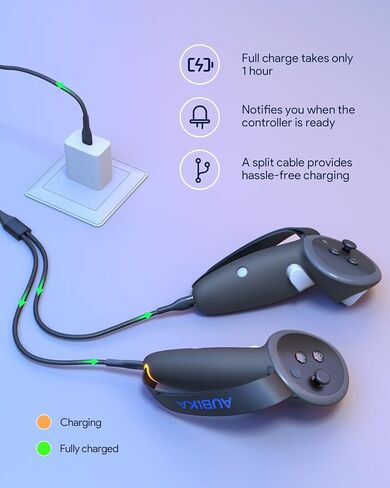 مقابض وحدات التحكم القابلة لإعادة الشحن من Aubika لجهاز Meta Quest 3S/Quest 3، وملحقات غطاء مقابض الشحن Oculus Quest 3S/Quest 3، مع استبدال بطاريتين، وواقي في الواقع الافتراضي in Saudi Arabia
