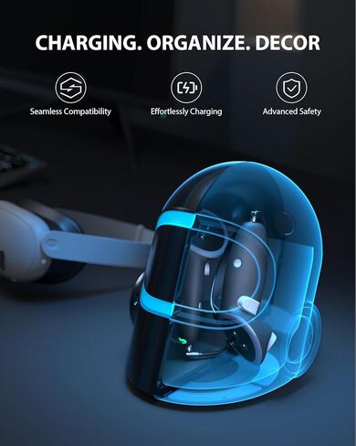 مقابض وحدات التحكم القابلة لإعادة الشحن من Aubika لجهاز Meta Quest 3S/Quest 3، وملحقات غطاء مقابض الشحن Oculus Quest 3S/Quest 3، مع استبدال بطاريتين، وواقي في الواقع الافتراضي in Saudi Arabia