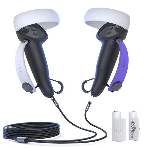 مقابض وحدات التحكم القابلة لإعادة الشحن من Aubika لجهاز Meta Quest 3S/Quest 3، وملحقات غطاء مقابض الشحن Oculus Quest 3S/Quest 3، مع استبدال بطاريتين، وواقي في الواقع الافتراضي in Saudi Arabia