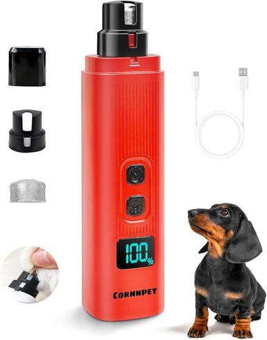 Dog Nail Grinder - 2 Speed Electric Pet Nail Grinder - Rechargeable Dog Nail Trimmers for Small Dogs- Cat Nail Claw Clippers with 2 Level LED Lighting（White） in Saudi Arabia