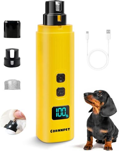 Dog Nail Grinder - 2 Speed Electric Pet Nail Grinder - Rechargeable Dog Nail Trimmers for Small Dogs- Cat Nail Claw Clippers with 2 Level LED Lighting（White） in Saudi Arabia