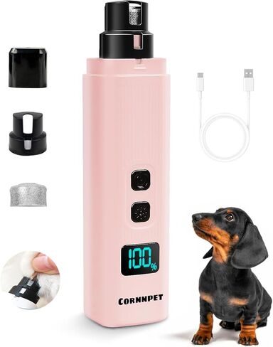 Dog Nail Grinder - 2 Speed Electric Pet Nail Grinder - Rechargeable Dog Nail Trimmers for Small Dogs- Cat Nail Claw Clippers with 2 Level LED Lighting（White） in Saudi Arabia