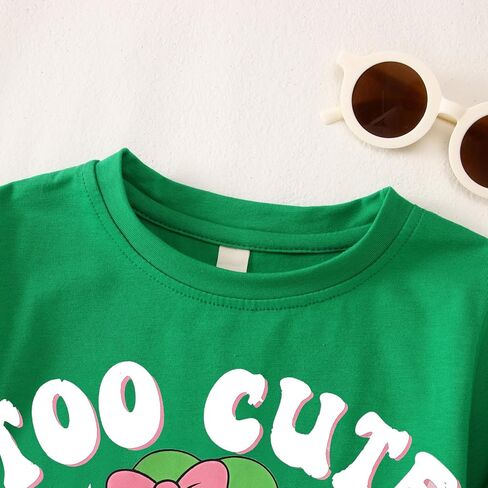 BOUTIKOME Toddler Baby Girls St. Patricks Day Shirts Too Cute to Pinch T-Shirt Shamrock Tees Clover Short Sleeve Tops in Saudi Arabia