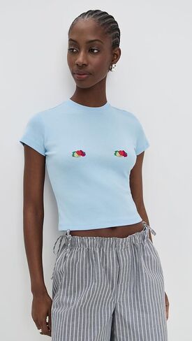 تي شيرت HOMMEGIRLS للسيدات من Homme Girls x Fruit of The Loom Baby مع شعار مزدوج in Kuwait