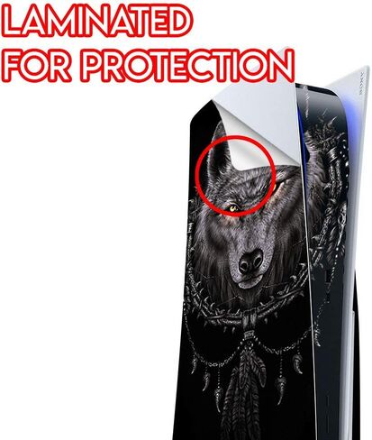 ITS A Skin Skins متوافقة مع إصدار قرص وحدة التحكم Sony Playstation 5 - غطاء ملتف لملصقات واقية - ظهر Wolf Dreamcatcher باللون الأبيض in Saudi Arabia