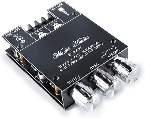 ZK-502MT 50W x 2 Bluetooth-Compatible Amplifier Board DC9-24V 3A BT5.0 with Treble and Bass Control AMP Board for Home Passive Speakers in Saudi Arabia