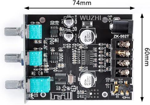 ZK-502MT 50W x 2 Bluetooth-Compatible Amplifier Board DC9-24V 3A BT5.0 with Treble and Bass Control AMP Board for Home Passive Speakers in Saudi Arabia