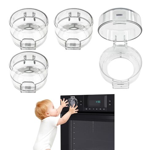 6PCS Gas Stove Knob Covers for Child Safety - Heat-Resistant Baby Proof Stove Knob Covers, Universal Size Stove Knob Safety Covers with Adhesive, Adjustable Child Safety Stove Guard(Clear) in Saudi Arabia