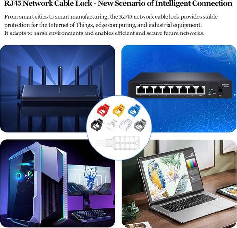 35 قطعة قفل أمان لمنفذ الشبكة RJ45 مع 3 مفاتيح، قفل كابل إيثرنت قابل للإزالة، يوفر الحماية المادية لأجهزة الكمبيوتر المحمولة وأجهزة الكمبيوتر وأجهزة شبكة RJ45 (5 قطع لكل لون) in Kuwait