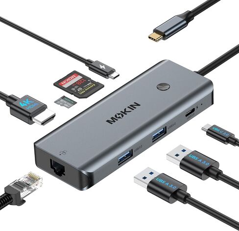USB C Hub for MacBook Pro/Air,Mac Dongle with 3 USB Port,USB C to HDMI, USB C to RJ45 Ethernet,MOKiN 8 in 1 USB C to HDMI Adapter,100W PD Charging, USB C to SD/TF Card Reader USB C Hub in Kuwait