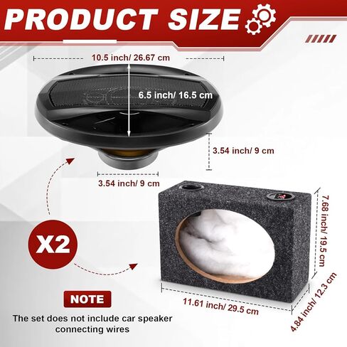 1 Pack 2-Way Coaxial Car Audio Speakers with Speaker Box Enclosures Set 6.5" 100 W Sturdy Constructed Car Stereo and Sound System Accessories Portable Audio Equipment for Vehicles(Conjoined) in Saudi Arabia