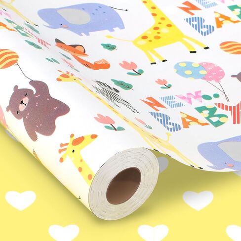 woric Birthday Wrapping Paper Roll 17 Inch x 33 Feet Colorful Foil Happy Birthday Lettering Candles Gift Wrapping Paper for Baby Shower Holiday Party in Saudi Arabia