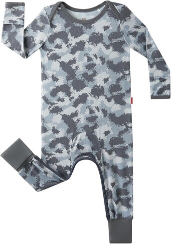 Baby Boy Convertible Footed Pajamas Bamboo Viscose Long Sleeve Baby Romper with Diaper Zipper in Saudi Arabia