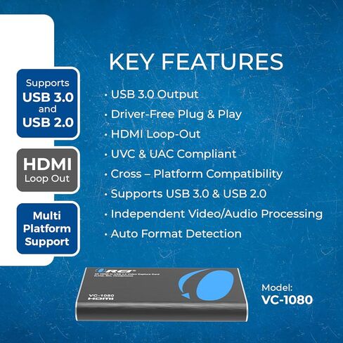 بطاقة التقاط فيديو HDMI، بطاقة التقاط HDMI إلى USB 3.0 في تسجيل كامل بدقة 1080 بكسل للعمل مع الكاميرا/Xbox/PS4/PS5/PC/Nintendo/وحدات تحكم الألعاب مع OBS in Saudi Arabia