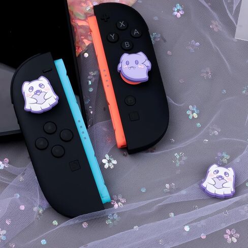 أغطية قبضة الإبهام لجهاز تحكم Nintendo Switch2 Joycon، 4 قطع من غطاء عصا التحكم السيليكون اللطيف المتوافق مع وحدة تحكم Switch2/OLED/Lite Joy - Ghost (لـ Switch2) in Kuwait