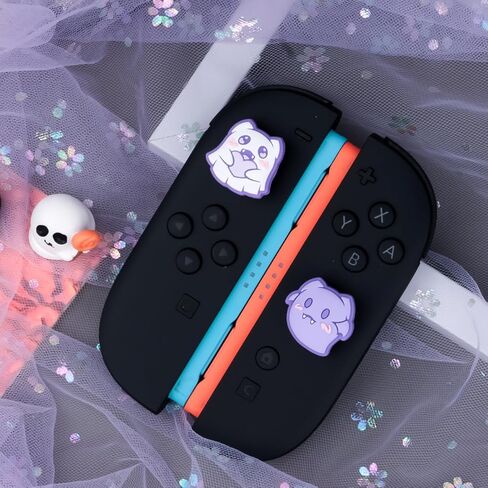 أغطية قبضة الإبهام لجهاز تحكم Nintendo Switch2 Joycon، 4 قطع من غطاء عصا التحكم السيليكون اللطيف المتوافق مع وحدة تحكم Switch2/OLED/Lite Joy - Ghost (لـ Switch2) in Kuwait