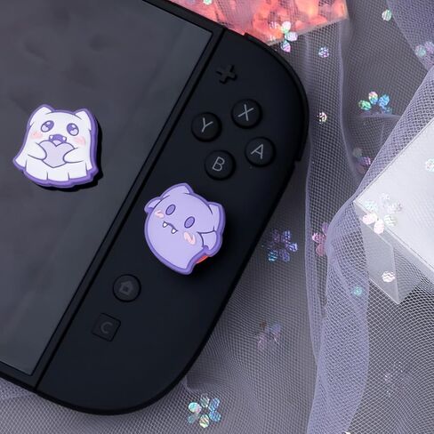 أغطية قبضة الإبهام لجهاز تحكم Nintendo Switch2 Joycon، 4 قطع من غطاء عصا التحكم السيليكون اللطيف المتوافق مع وحدة تحكم Switch2/OLED/Lite Joy - Ghost (لـ Switch2) in Kuwait