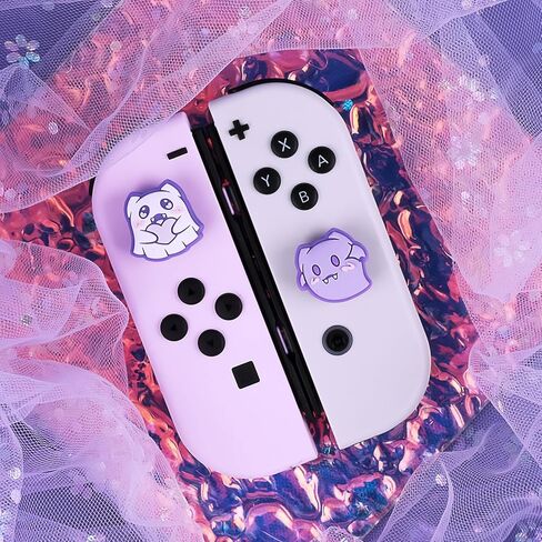 أغطية قبضة الإبهام لجهاز تحكم Nintendo Switch2 Joycon، 4 قطع من غطاء عصا التحكم السيليكون اللطيف المتوافق مع وحدة تحكم Switch2/OLED/Lite Joy - Ghost (لـ Switch2) in Kuwait