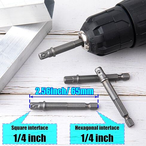 6PCS 3/8 Inch Impact Socket Adapter Bit Set, Square Socket Adapter, Square Drive Socket Extension Bits with 1/4 Hex Shank in Saudi Arabia