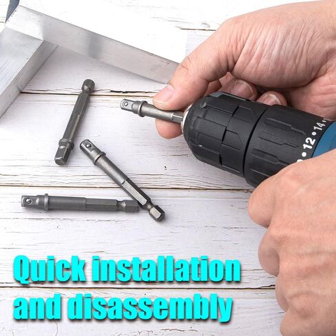 6PCS 3/8 Inch Impact Socket Adapter Bit Set, Square Socket Adapter, Square Drive Socket Extension Bits with 1/4 Hex Shank in Saudi Arabia