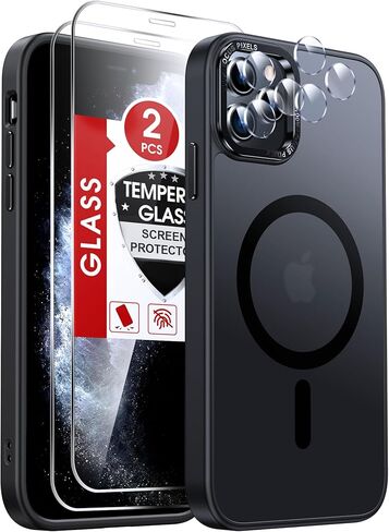 LeYi for iPhone-11 Phone Case with Screen Protector X2 + Camera Cover X2, Compatible with MagSafe Magnetic Funda para i Phone 11case Military Grade Protective Women Men Cases ipone 11, Black in Kuwait