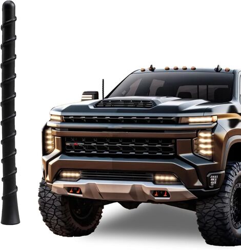 7" Upgraded Spiral Antenna，Short Radio Antenna Mast Compatible with Chevrolet Silverado 1500 2006-2025, Car Wash Proof, Internal Copper Coil for Enhanced Reception in Saudi Arabia