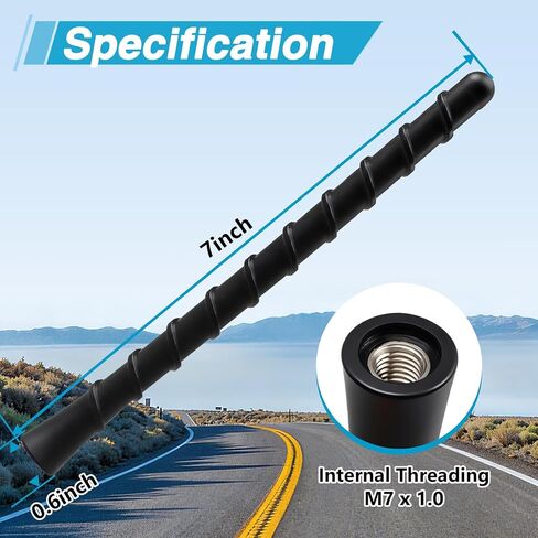7" Upgraded Spiral Antenna，Short Radio Antenna Mast Compatible with Chevrolet Silverado 1500 2006-2025, Car Wash Proof, Internal Copper Coil for Enhanced Reception in Saudi Arabia
