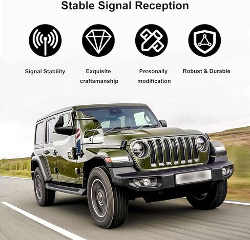Car Truck Bullet Antenna Replacement Mast with Valve Stem Caps American Flag Style for GMC Sierra Chevy Silverado Dodge Ram 1500 2500 3500 Ford F150 F250 F350 Super Duty Raptor Accessories, Silver in Saudi Arabia