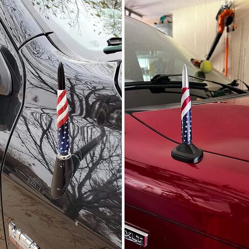Car Truck Bullet Antenna Replacement Mast with Valve Stem Caps American Flag Style for GMC Sierra Chevy Silverado Dodge Ram 1500 2500 3500 Ford F150 F250 F350 Super Duty Raptor Accessories, Silver in Saudi Arabia