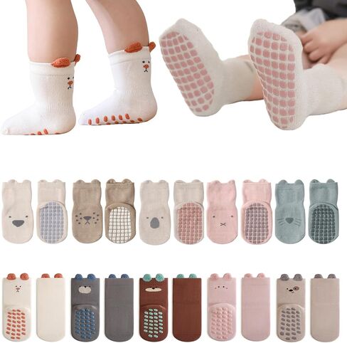 Toddler Newborn Non-Skid Crew Socks Non Slip Socks Baby Girl Boy Infant First Walking Floor Socks 10 Pairs in Saudi Arabia