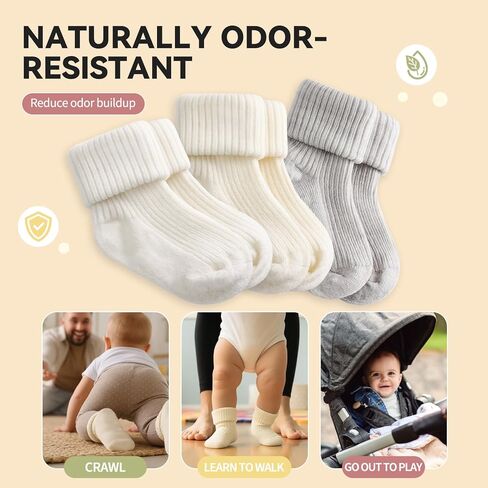 Merino Protect Merino Wool Socks For Toddler Temperature Regulate Baby Sock Soft Knee High Socks 3Pack in Saudi Arabia