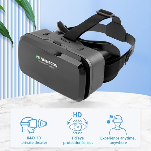 سماعة رأس VR للهاتف، نظارات سماعة رأس VR بزاوية واسعة 100 درجة - مسافة حدقة قابلة للتعديل، تصميم خفيف الوزن للهواتف 4.0-6.0 بوصة، أفلام وألعاب ثلاثية الأبعاد غامرة in Kuwait