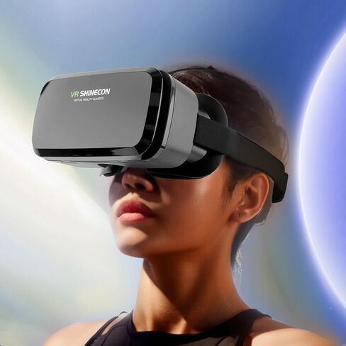 سماعة رأس VR للهاتف، نظارات سماعة رأس VR بزاوية واسعة 100 درجة - مسافة حدقة قابلة للتعديل، تصميم خفيف الوزن للهواتف 4.0-6.0 بوصة، أفلام وألعاب ثلاثية الأبعاد غامرة in Kuwait