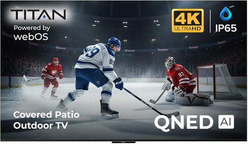 Titan G100 Mini- QLED 65 Inch Covered Patio Outdoor TV,IP65 Weatherproof,4K 144Hz HDR Smart AI Google OS,1000 Nits,Thin Bezel,Onkyo Speakers,Bonus:Tv Cover, D0lby Vision-Atmos, 2 Yr Wty USA Assembled in Saudi Arabia