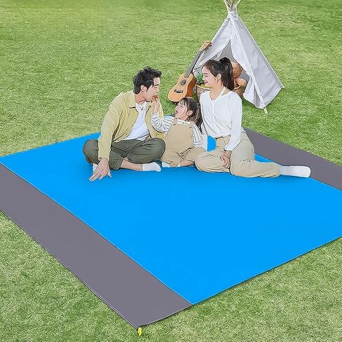 Beach Blanket, Extra Large Sandproof Waterproof Picnic Blanket, Lightweight, Compact, Ideal for Hiking, Camping(Blue- 79" X 55") in Saudi Arabia