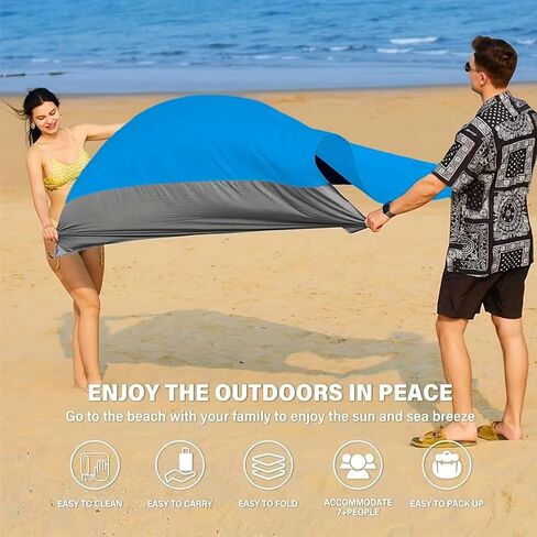 Beach Blanket, Extra Large Sandproof Waterproof Picnic Blanket, Lightweight, Compact, Ideal for Hiking, Camping(Blue- 79" X 55") in Saudi Arabia