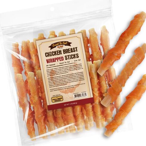 Gootoe Chicken Breast Wrapped Salmon Sticks 6oz, All Natural, Grain-Free, Low Fat, Premium Training Chews, Healthy & Easily Digestible in Kuwait