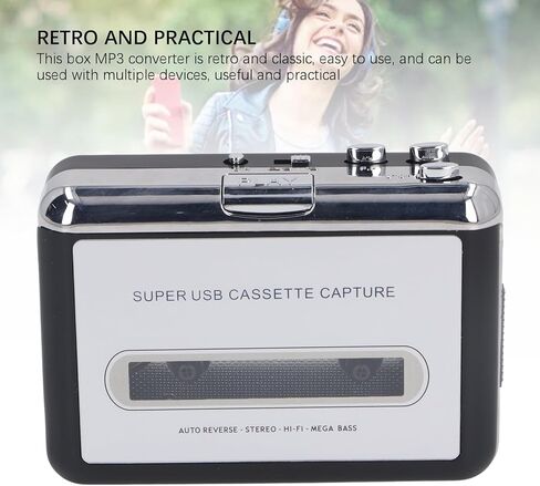 مشغل كاسيت محمول، محول كاسيت USB إلى MP3 مع سماعة رأس، محول مشغل شريط كاسيت محمول لالتقاط الموسيقى إلى قرص مضغوط، in Kuwait