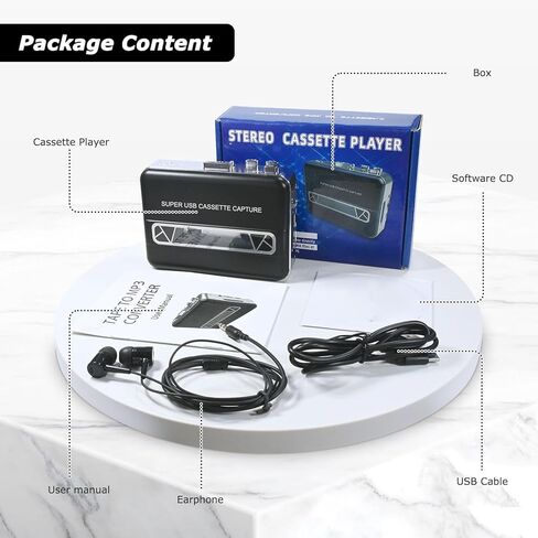 مشغل أشرطة كاسيت، كاسيت محمول إلى محول MP3 مع خاصية التقديم السريع والترجيع التلقائي، ومكبر صوت مدمج ومقبس سماعة الرأس، لموقد الأقراص المضغوطة للكمبيوتر المحمول in Kuwait