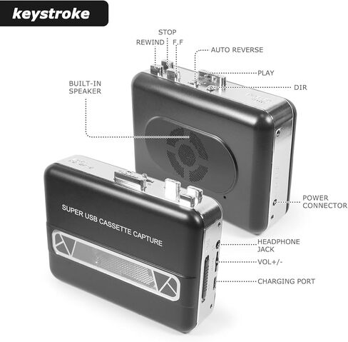 مشغل أشرطة كاسيت، كاسيت محمول إلى محول MP3 مع خاصية التقديم السريع والترجيع التلقائي، ومكبر صوت مدمج ومقبس سماعة الرأس، لموقد الأقراص المضغوطة للكمبيوتر المحمول in Kuwait