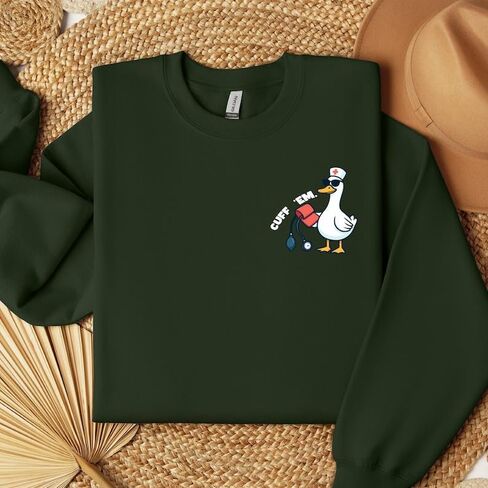 Cuff ’Em Nurse Goose Sweatshirt – Funny Medical Crewneck for RN, LPN, CNA & Healthcare Workers Multi in Saudi Arabia