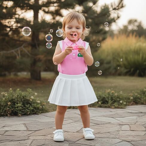 Toddler Baby Girl Golf Outfit Golf Sleeveless Polo T-shirt Tops Pleated Mini Skirt Set Cute Girl Summer Clothes in Saudi Arabia