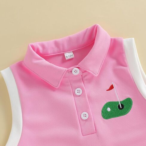 Toddler Baby Girl Golf Outfit Golf Sleeveless Polo T-shirt Tops Pleated Mini Skirt Set Cute Girl Summer Clothes in Saudi Arabia
