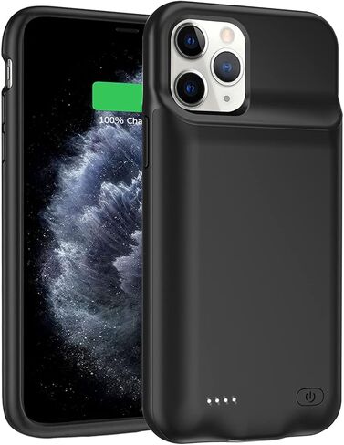 شاحن ممتد وقابل لإعادة الشحن بسعة 10000 مللي أمبير في الساعة لجهاز iPhone 11 Pro Max (6.5 بوصة) - متوافق مع iPhone 11 Pro Max - علبة الشحن وCarplay (أسود) in Kuwait