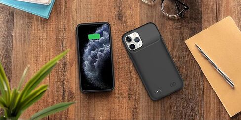 شاحن ممتد وقابل لإعادة الشحن بسعة 10000 مللي أمبير في الساعة لجهاز iPhone 11 Pro Max (6.5 بوصة) - متوافق مع iPhone 11 Pro Max - علبة الشحن وCarplay (أسود) in Kuwait
