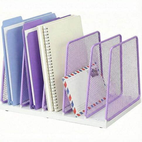 منظم ملفات عمودي من AUPSEN للمكتب، حامل ملفات سطح المكتب الخشبي مكون من 5 أقسام، حامل تخزين فارز، منظم مكتب الورق، منظمات مساحة العمل للوازم المكتبية، أسود in Kuwait