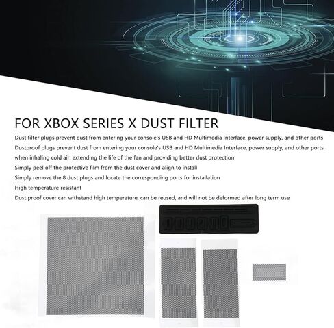 فلتر غبار لجهاز Xbox Series X، مع مقابس غبار من السيليكون، غطاء مرشح الغبار للتهوية العلوية غطاء مرشح مقاوم للغبار لسلسلة Xbox X in Kuwait
