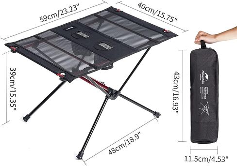 Naturehike Oxford Ultralight Rectangular Folding Table Picnic Camping Table Kitchen Table Portable Hiking Camping Outdoor (Black) in Saudi Arabia