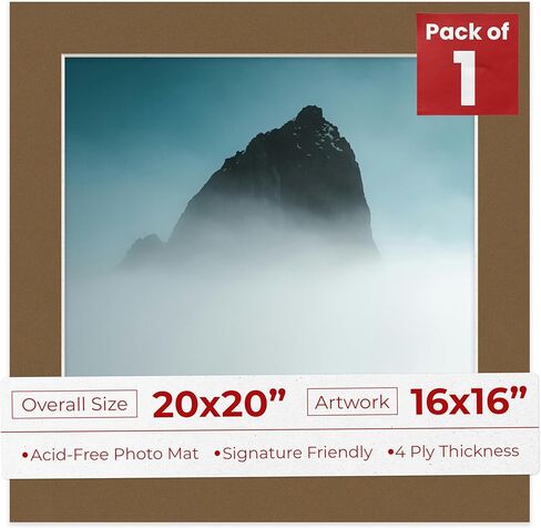 20x20 MAT BEVEL CUT لـ 16 × 16 صورًا - فتحة لوحة حصيرة مصورة مربعة بيضاء - حمض غير لامع لحماية صورك - مقطعة عن الصور العائلية ، حزمة من طقم عرض واحد من Matboard مع in Saudi Arabia